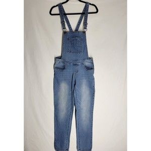 Celebrity Pink Junior Denim Bib Overalls Jeans Size Large Blue Side Zip